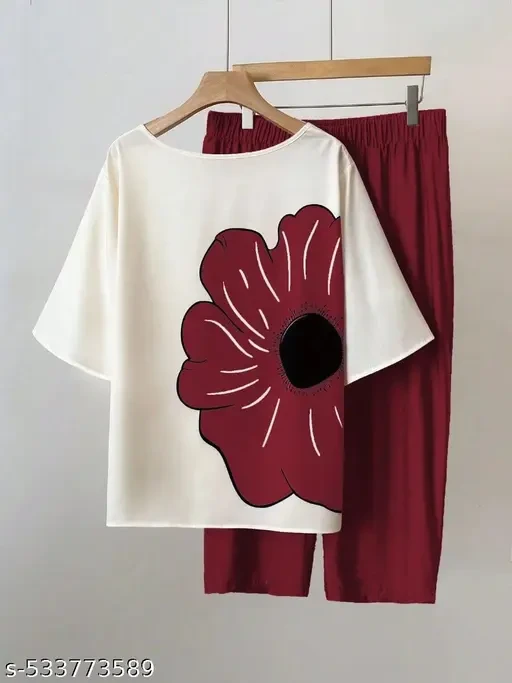 Korean Style Summer wear Designer Coord Set With texture Print In Attractive Design With Short Sleeve