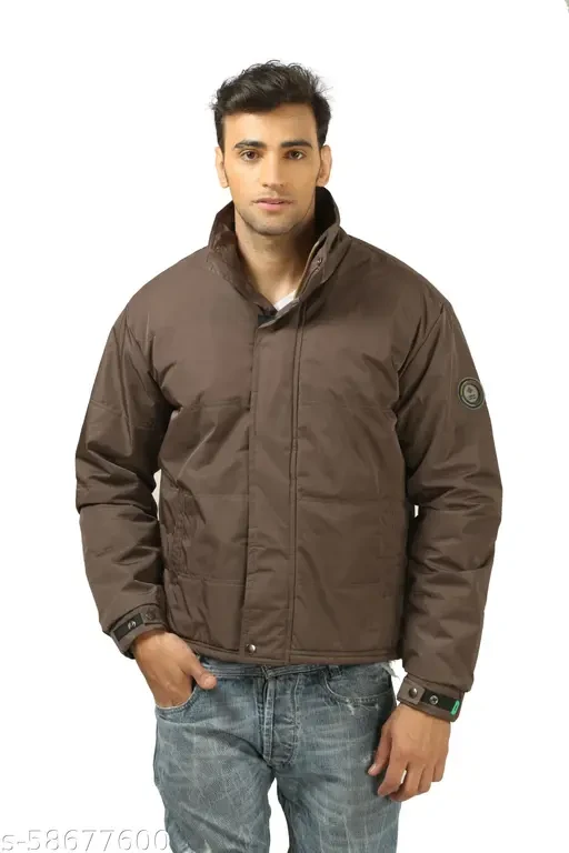 NU9 Men's Brown Polyester Jacket