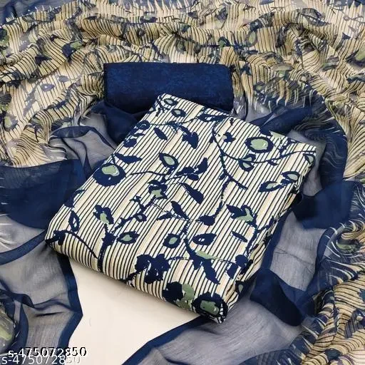 Polyster/Crepe fabric-Unstitched Salwar Suit Material With Dupatta
