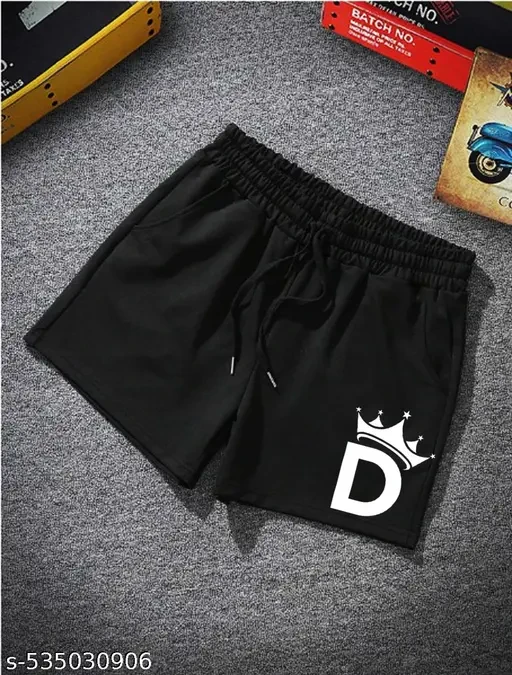 D logo mens black cotton blend shorts