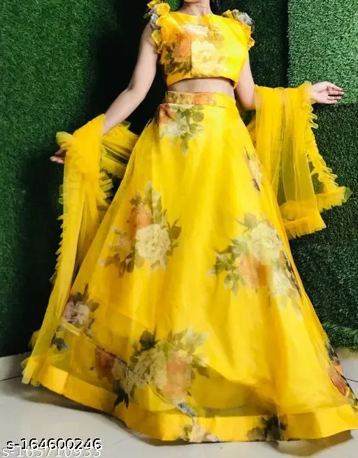 Yellow color lehenga choli for womens and girls haldi lehenga for women yellow haldi dress yellow color ka lehenga