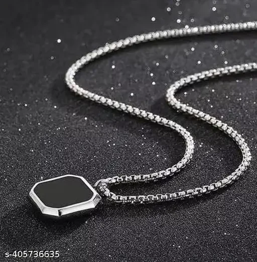 BB Fancy Men Silver Copper Plated Chain With Pendant (Pack-1)