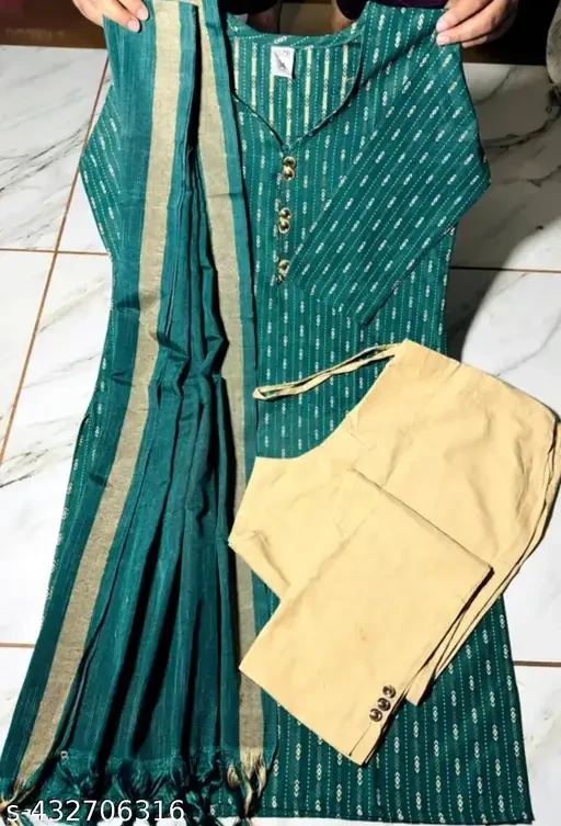 Cotton Kurti Dupatta Set For Women & Girl