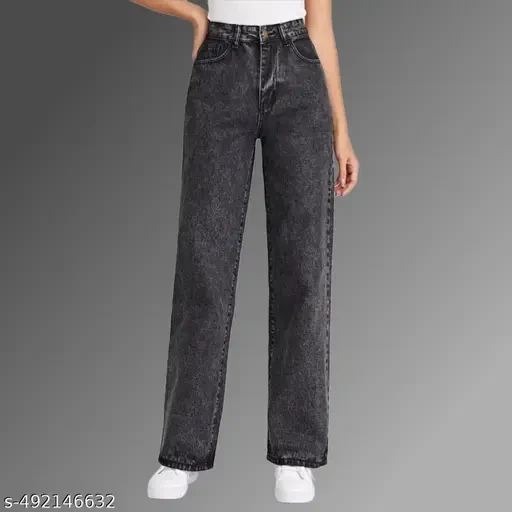 Grey Straight-fit Women Jeans