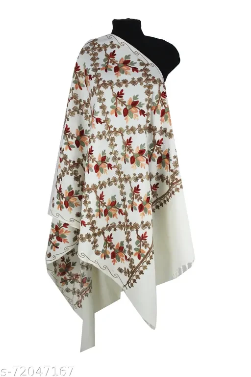 Cashmilon Wool Kashmiri Ari Embroidery Stole/ Shawl/ Wrap for Winter PolyAcro (Size 28 x 80 Inches)