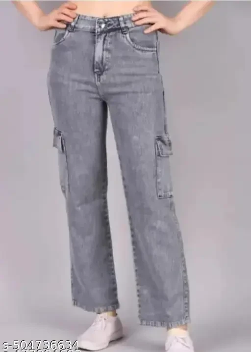 Straight jeans for Women 6 pocket Grey jeans
