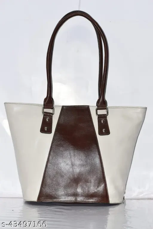 Handcrafted nappa and VT leather cream and brown handbag