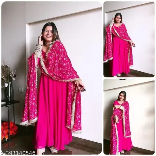 Trendy Womens Ethnics Embrodery Work Anarkali Dress,Dupatta,Pant