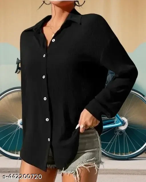 Classic Glamorous Women Shirts | Women Black Shirt | Women full Sleeve Black Shirt