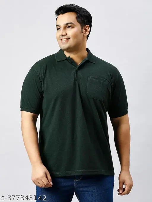 Plus Size Solid Polo Neck Tshirt For Men | Fashionista Men Plus Size T-Shirts | Cotton Blend Tshirt